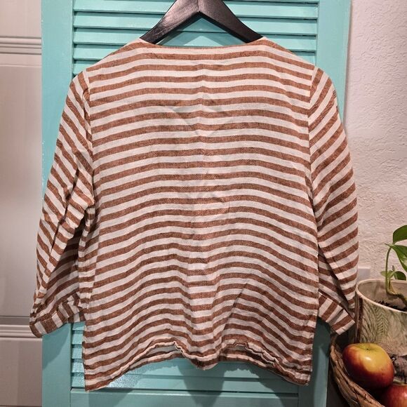 Rachel Zoe Brown and White Striped Top - Picture 2 of 4